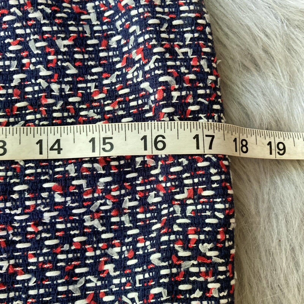 Talbots Petite Sz 2P Pencil Skirt Lined Red Navy Blue Knit Straight Career Work - Picture 12 of 12